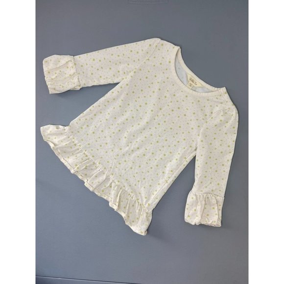 Matilda Jane toddler girls 4 cream long bubble sleeve‎ tunic top green stars - Picture 1 of 5